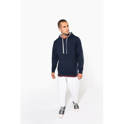 Unisex contrast patterned hooded sweatshirt